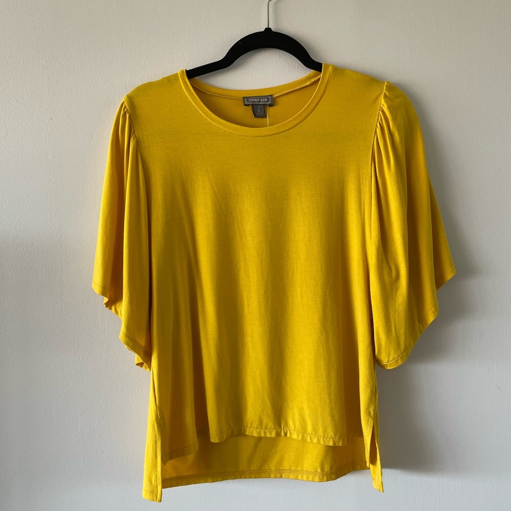 NWT - J.Crew Point Sur Yellow Flutter Sleeve Shirt (S)